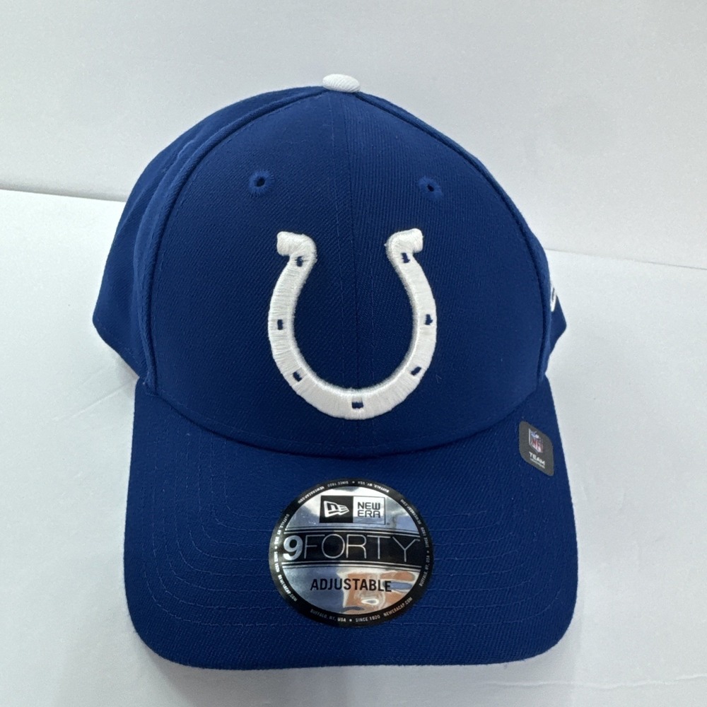Indianapolis Colts Hat Cap Strap Back Blue Logo NFL Football New Era Mens OSFM
